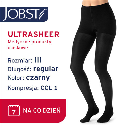 JOBST Rajstopy Ultra Sheer, zamknięte palce, klasa kompresji CCL1 Kolor czarny rozm. III (7358100050)