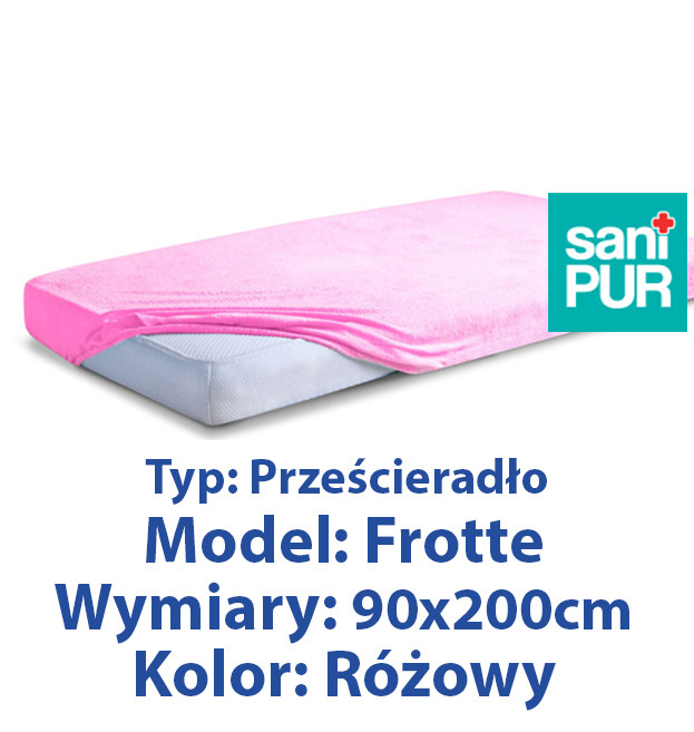 SANIPUR  Podkład higieniczny Prześc Nieprze. Frotte z gumą, Różowy, roz.90x200cm.  (TS0105_0210)