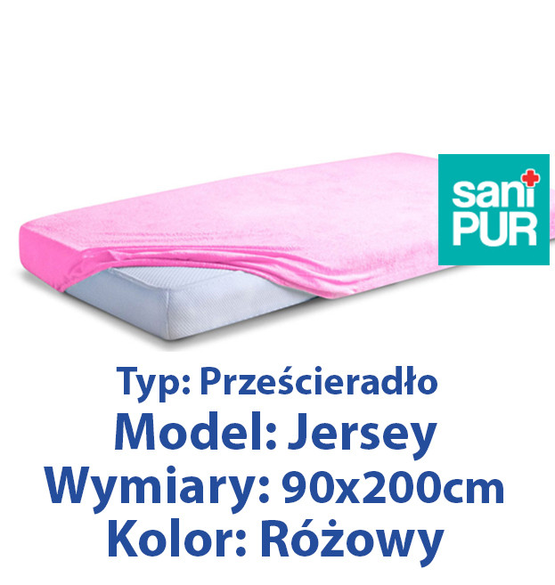 SANIPUR  Podkład higieniczny Prześc Nieprze. Jersey z gumą, Różowy, roz.90x200cm  (TS0106_0210)