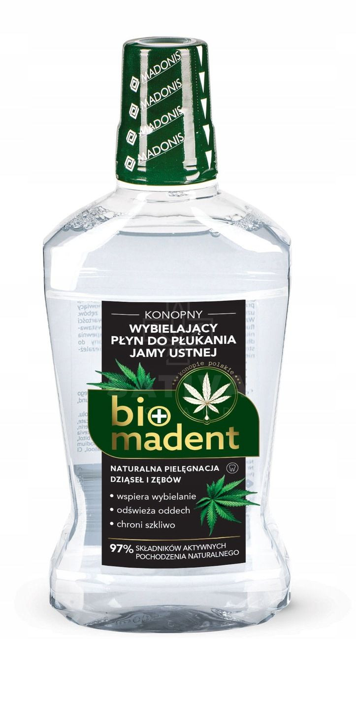 BIO MADENT konopny, WYBIELAJĄCY płyn do płukania jamy ustnej - 500 ml (k=12)