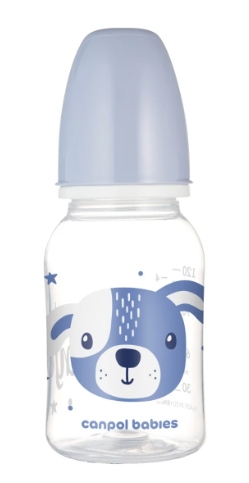 CANPOL Butelka standardowa 120ml CUTE ANIMALS niebieska   (11/581_blu)