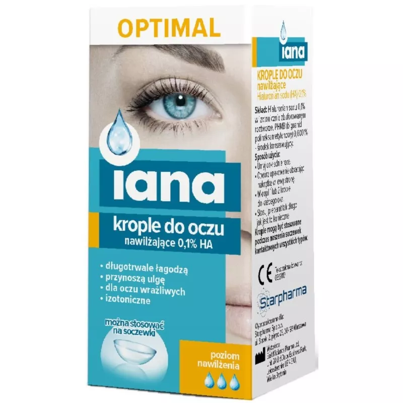 IANA Krople do oczu nawilżające 0,1% HA OPTIMA 10ml  (k=12)