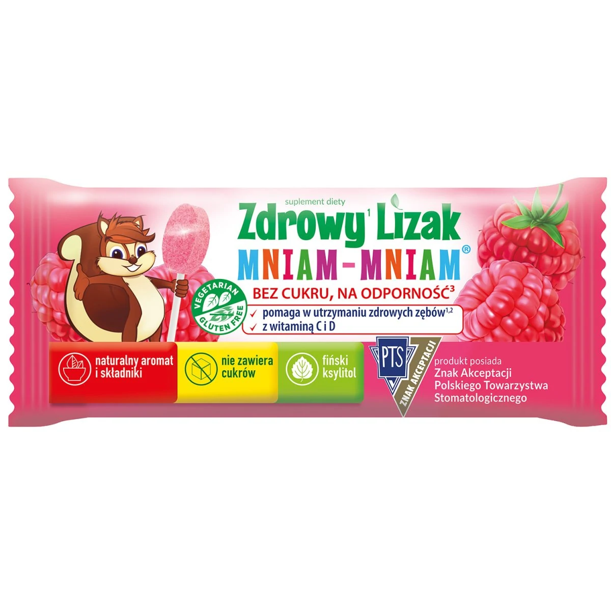 Starpharma Zdrowy Lizak Mniam-Mniam MALINA bez cukru  1szt  (kulka)   ( d=40)