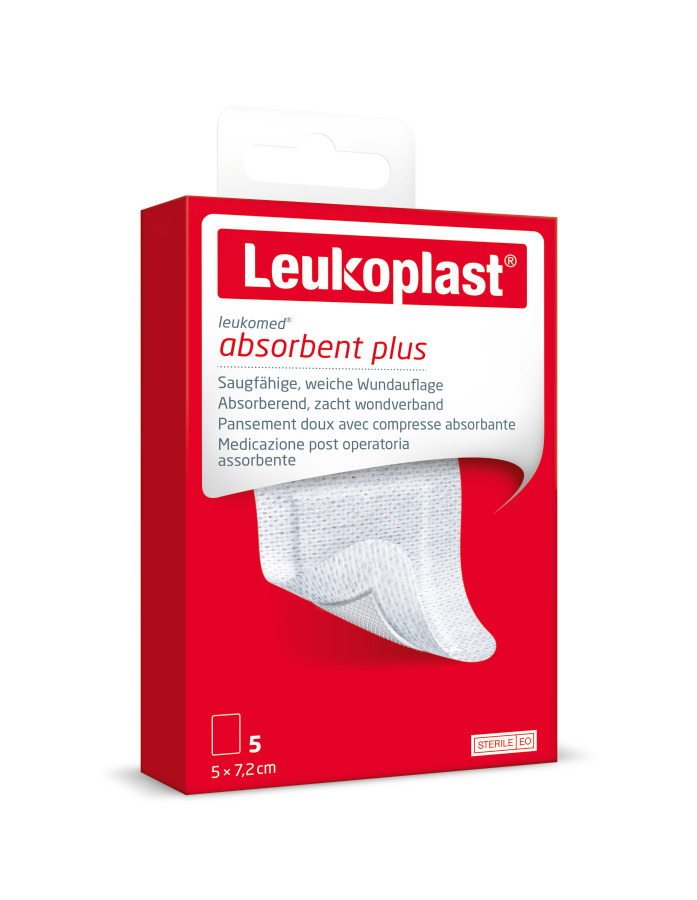 Leukoplast LEUKOMED sterylny plaster z opatrunkiem absorbent plus 5cmx7,2cm 5szt.  (7995205)