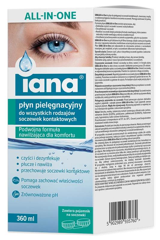 IANA ALL-IN-ONE Płyn pielęgnacyjny do soczewek kontaktowych 360 ml  (k=28)