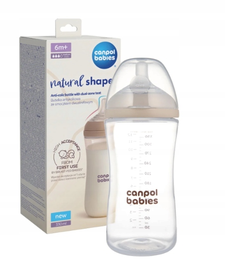 CANPOL Butelka Natural Shape ze smoczkiem dwustrefowym 330ml   (35/402)  1 szt