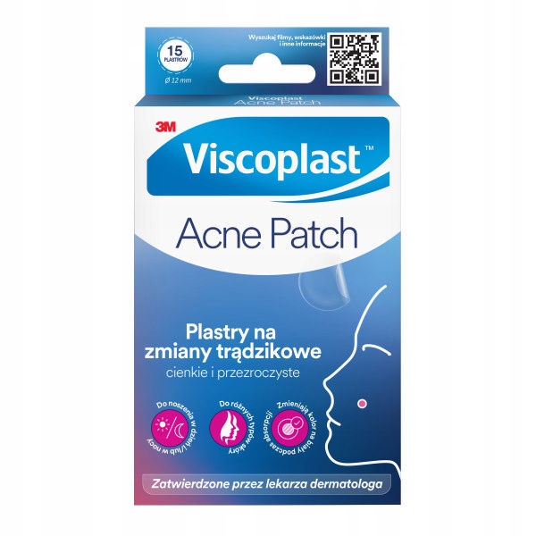 3M VISCOPLAST Acne Patch Plastry na zmiany trądzikowe śr. 12mm pudełko 15 sztuk   (k=12)