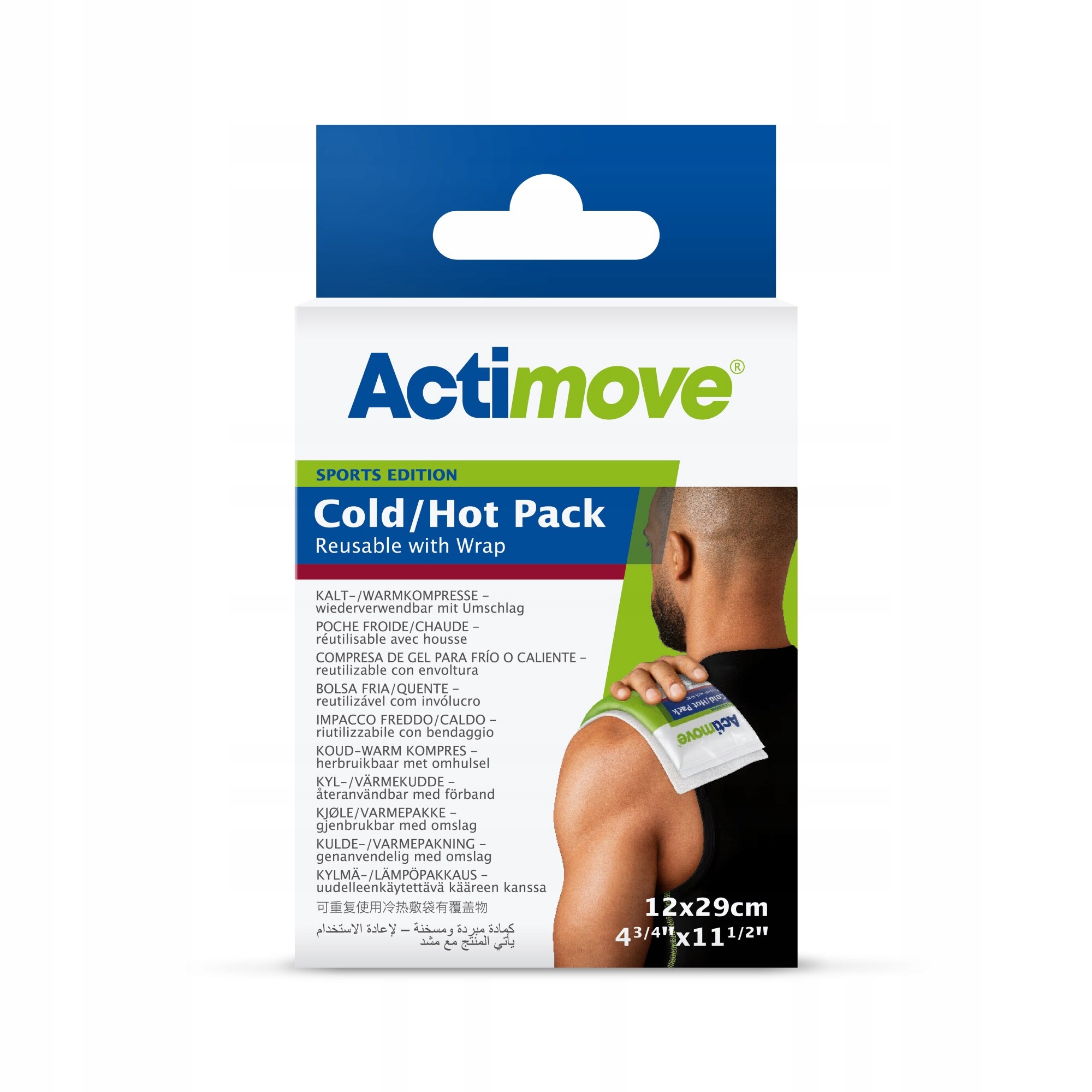 ACTIMOVE SE Kompres do stosowania na ciepło lub zimno wielokrotnego użytku z pokrowcem 12x29cm (7207522) (k=12)