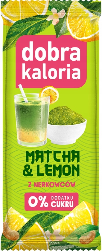 KUBARA Dobra Kaloria Baton Owocowy Matcha & Lemon 35g   (d=20)