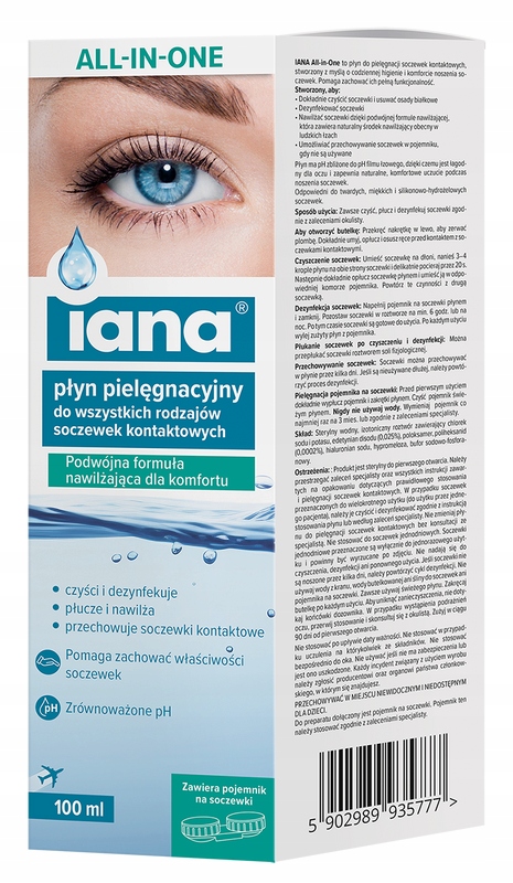 IANA ALL-IN-ONE Płyn pielęgnacyjny do soczewek kontaktowych 100 ml TRAVEL SIZE  (k=28)