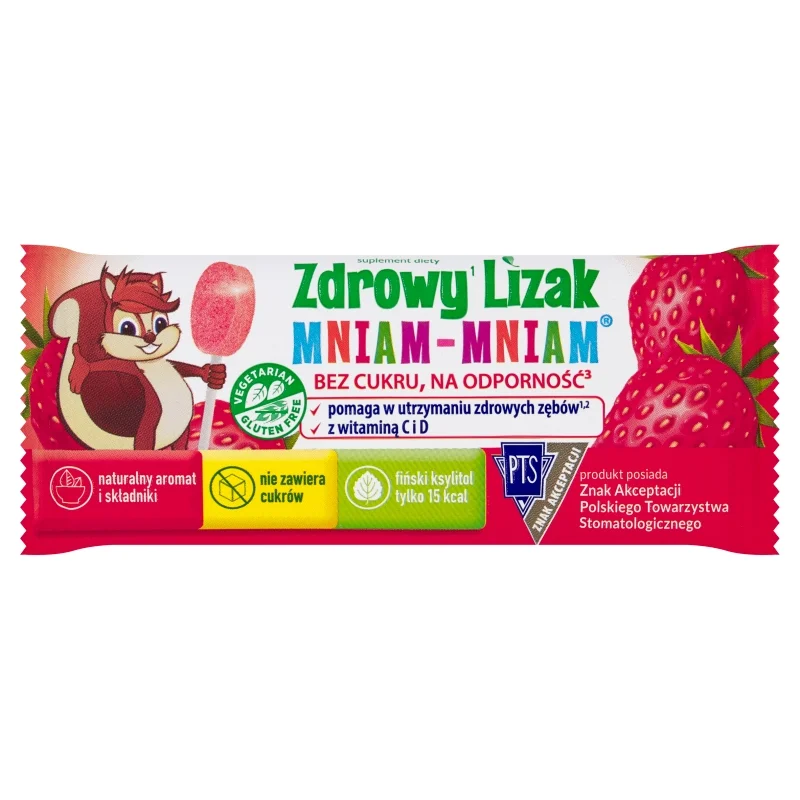 Starpharma Zdrowy Lizak Mniam-Mniam TRUSKAWKA bez cukru 1szt  (łezka)   (d=40)