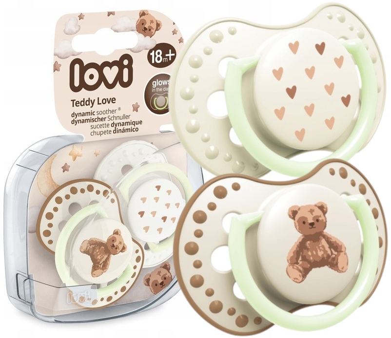 LOVI  Smoczek silikonowy dynamiczny  +18m  2szt Teddy Love  (22/937)
