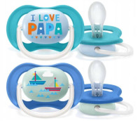 AVENT  Smoczki do uspokajania ULTRA AIR "I Love Papa"/Statki  6-18m  Boy  2szt   (080/03)