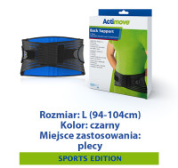 ACTIMOVE SE  Orteza lędźwiowo-krzyżowa z 4 stalowymi unieruchomieniami i pasami dociągowymi  rozm. L  czarny (94cm - 104cm) (7554122)