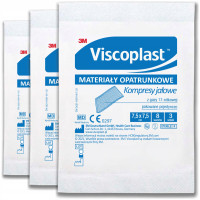 3M VISCOPLAST  Jałowe kompresy gazowe 17-nitkowe, 8  warstw w  rozmiarze  7,5cm x 7,5cm   torebka  3szt   (k=20)