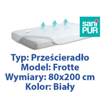 SANIPUR  Podkład higieniczny Prześc Nieprze. Frotte z gumą, Biały, roz.80x200cm.    (TS0105_0101)