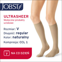JOBST Podkolanówki Ultra Sheer, zamknięte palce, klasa kompresji CCL1 Kolor naturalny rozm. V (7357500124)