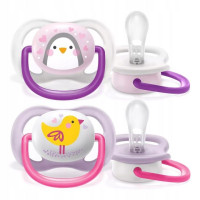 AVENT  Smoczki do uspokajania ULTRA AIR Pingwin/Ptaszek  0-6m  Girl  2szt   (080/06)