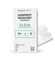 PASOMED  Kompresy Włókninowe Niejałowe 30g  5cm x 5cm  100szt