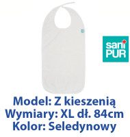 SANIPUR  Śliniak ochronny z kieszenią, Seledynowy,  frotte roz. XL dł. 84cm   (TS0802_0433)