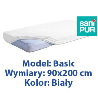 SANIPUR  Podkład higieniczny- BASIC, Biały, 90x200 cm, frotte podgumowany, nieprzemakalny, bez ftalanów  (TS0104_06)