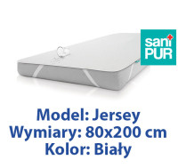 SANIPUR  Podkład higieniczny JERSEY, Biały,  roz.80x200cm, nieprzemakalny i oddychający, z mocowanymi gumkami w czterech rogach  (TS0102_00)