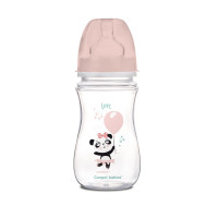 CANPOL Butelka SZEROKA  240ml  Exotic Animals  3m   (35/221) róż
