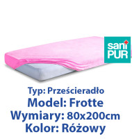 SANIPUR  Podkład higieniczny Prześc Nieprze. Frotte z gumą, Różowy, roz.80x200cm.    (TS0105_0110)