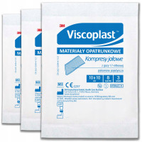 3M VISCOPLAST  Jałowe kompresy gazowe 17-nitkowe, 8  warstw w  rozmiarze  10cm x 10cm   torebka  3szt   (k=20)