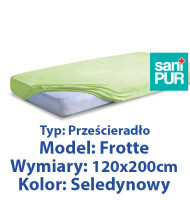 SANIPUR  Podkład higieniczny Prześc Nieprze. Frotte z gumą, Seledynowy, roz.120x200cm.  (TS0105_0352)