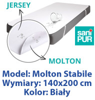 SANIPUR  Podkład higieniczny- MOLTON STABILE, Biały, 140x200 cm, jersey dwustronny, nieprzemakalny, z mocowanymi gumkami w czterech rogach  (TS0114_0401)