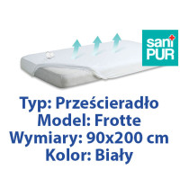 SANIPUR  Podkład higieniczny Prześc Nieprze. Frotte z gumą, Biały,  roz.90x200cm.  (TS0105_0201)
