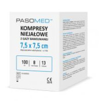 PASOMED  Kompresy niejałowe 13-nitkowe 8 warstwowe  7,5cm x 7,5cm  100szt