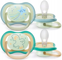 AVENT  Smoczki do uspokajania ULTRA AIR NIGHT  Gwiazda/Ptak  0-6m  2szt   (376/18)   (k=6)