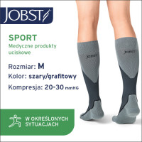 JOBST Podkolanówki SPORT AD, 20-30mmHg, zamknięte palce, Kolor szary/grafit rozm. M (7529000031)