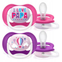 AVENT  Smoczki do uspokajania ULTRA AIR "I Love Papa"/Balon  6-18m  Girl  2szt   (080/04)