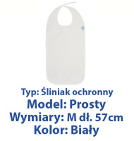 SANIPUR  Śliniak ochronny prosty, Biały, frotte roz M dł. 57cm   (TS0801_02)