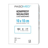 PASOMED  Kompresy niejałowe 17-nitkowe 8 warstwowe  10cm x 10cm  100szt