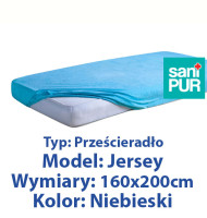 SANIPUR  Podkład higieniczny Prześc Nieprze. Jersey z gumą, Niebieski,  roz.160x200cm  (TS0106_0524)