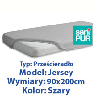 SANIPUR  Podkład higieniczny Prześc Nieprze. Jersey z gumą, Szary, roz.90x200cm  (TS0106_0242)