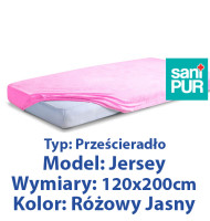 SANIPUR  Podkład higieniczny Prześc Nieprze. Jersey z gumą, Różowy Jasny,  roz.120x200cm  (TS0106_0309)