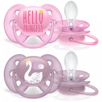 #AVENT  Smoczki do uspokajania ULTRA SOFT Hello Princess/Łabędź  6-18m  Girl  2szt   (223/02)
