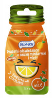 DOSFARM  Drażetki odświeżające bez cukru o smaku mięta mandarynka. Saszetka z zapięciem strunowym  16g (k=15)