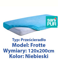 SANIPUR  Podkład higieniczny Prześc Nieprze. Frotte z gumą,Niebieski, roz.120x200cm.  (TS0105_0324)