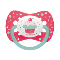 CANPOL Smoczek do uspokajania silikonowy symetryczny Cupcake  0-6m (23/282) róż