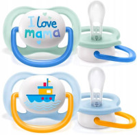 AVENT  Smoczki do uspokajania ULTRA AIR "I Love Mama"/Statek  0-6m  Boy  2szt   (080/01)