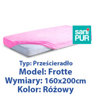 SANIPUR  Podkład higieniczny Prześc Nieprze. Frotte z gumą, Różowy, roz.160x200cm.  (TS0105_0510)