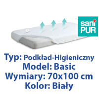 SANIPUR  Podkład higieniczny- BASIC, Biały, 70x100 cm, frotte podgumowany, nieprzemakalny, bez ftalanów  (TS0104_0401)