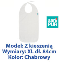 SANIPUR  Śliniak ochronny z kieszenią, Chabrowy,  frotte roz. XL dł. 84cm   (TS0802_0447)