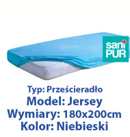 SANIPUR  Podkład higieniczny Prześc Nieprze. Jersey z gumą, Niebieski, roz.180x200cm  (TS0106_0624)